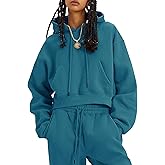 Kissonic Women's Fleece Jogger Sets 2 Pieces Sweatsuits Outfits Crop Top Hoodies Jogger Pants