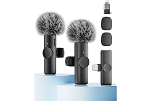 CZOCPOS Wireless Microphone for iPhone iPad and Android Phone, 2 Pack Wireless Lavalier Lapel Mic with Noise Reduction, Plug and Play Mini Microphone for Video Recording Interview Podcast YouTube TikTok Vlog