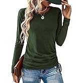 AIZHINENG Womens Long Sleeve Shirts Crewneck Tops Loose Fit Stretch Casual Workout Basic Fall T-Shirts 2025