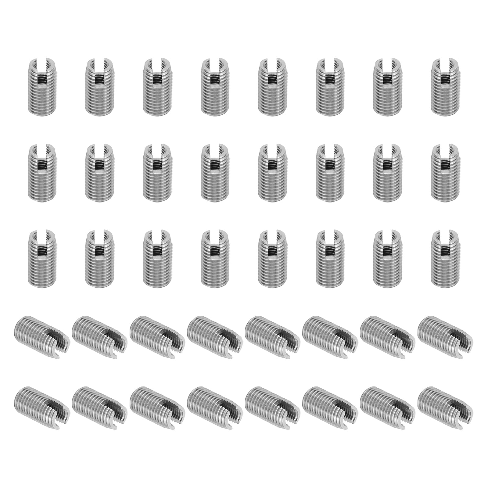 PATIKIL Self-Tapping Threaded Inserts, 40 Pcs M5 x M8 x 15mm 303 Stainless Steel Thread Adapter Reducer Slotted Screw Repair Inserts Nuts Sleeve — image 1