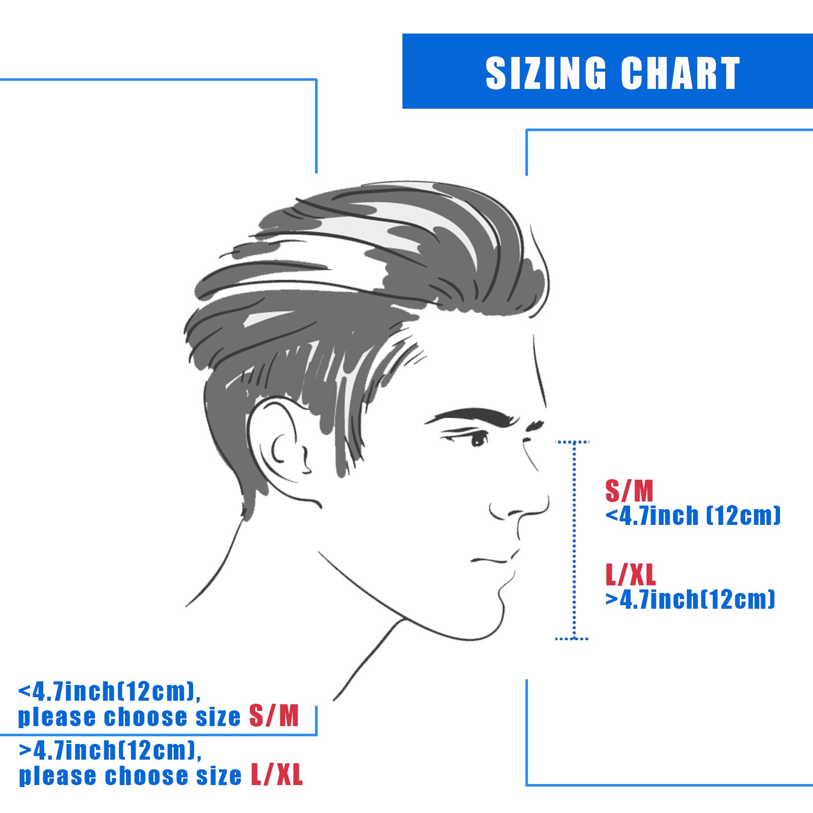 ANHONG Foldable Full Face Snorkel Mask Panoramic View Diving Scuba Mask Easy Breath with Anti-Fog and Anti-Leak with Adjustable Head Straps Design for Adults,Youth,Kids (Blue, L/XL)