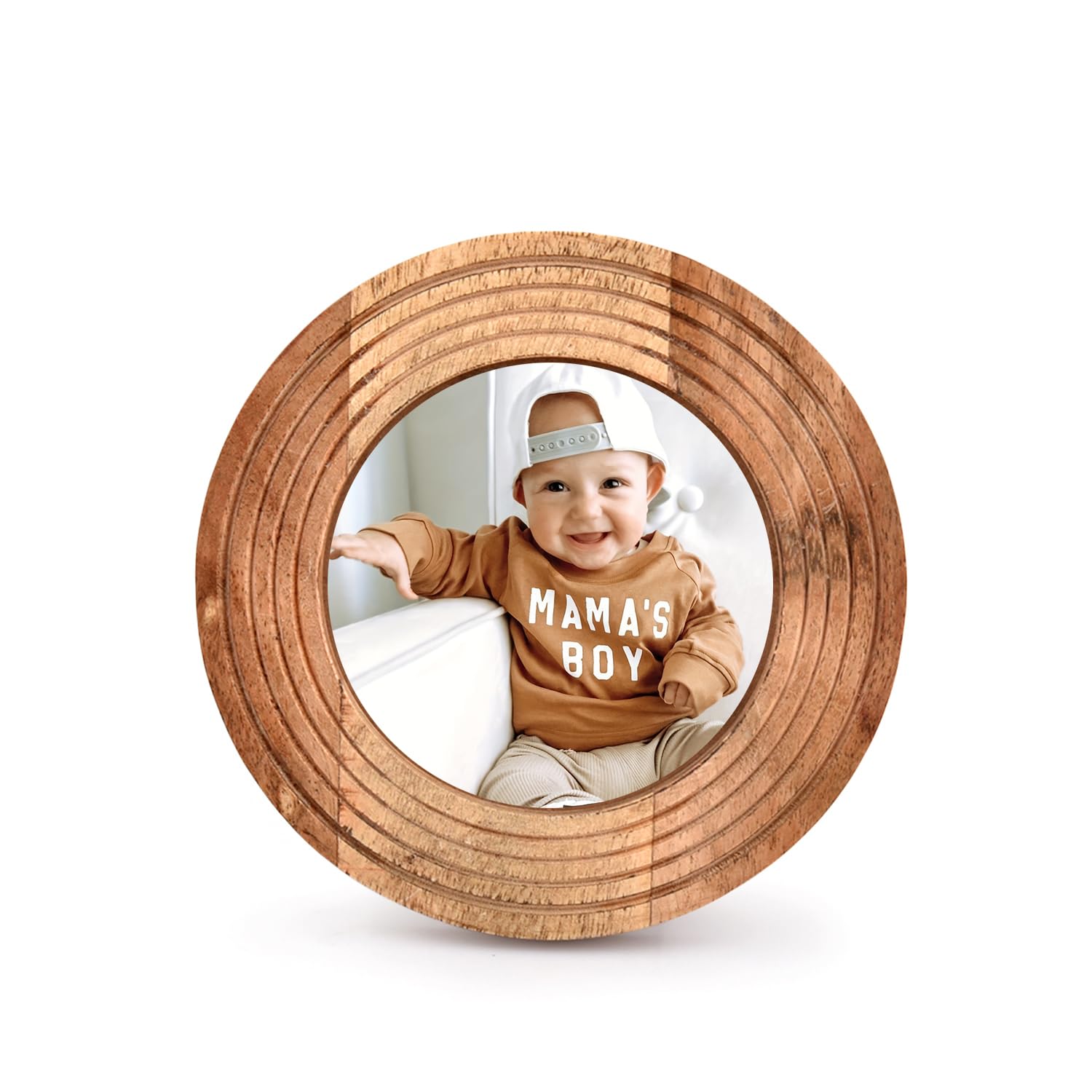 Samhita Round Photo Frame Wooden Stylish Picture Frame Home Décor for Tabletop Display, Photo Display Frames. (Photo Size 4