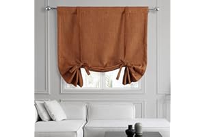 HPD Half Price Drapes Faux Linen Room Darkening Tie Up Curtains for Windows Roll Up Balloon Curtain for Living Room, Kitchen 46 X 63 (1 Panel), BOCH-TU18517-63, Desert Orange