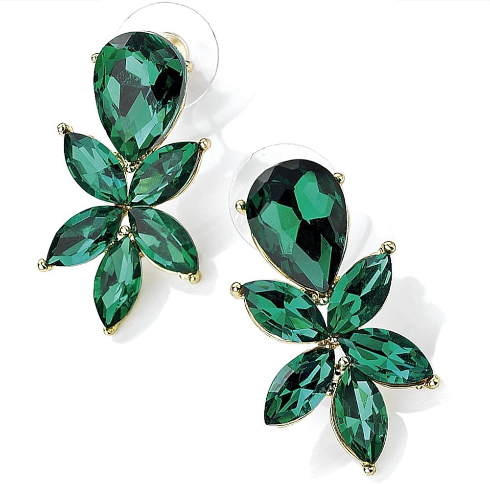 Women's costume fashion jewellery emerald green colour diamante stone