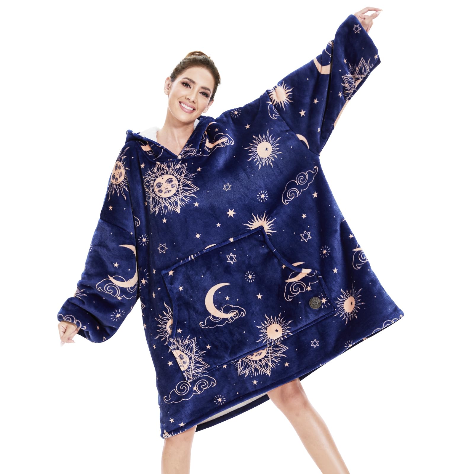 THREE POODLE Wearable Blanket Hoodie for Women, Oversized Sherpa Sweatshirt Blanket for Adults Men, Cozy Hooded Blankets, Gifts for Teen Girls Women Mom Sister Image