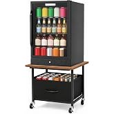 LOFTEY Mini Fridge Stand with Storage, Mini Refrigerator Stand with Wheels | Upgraded 200 Lbs Load Capacity, Fabric Drawer for Extra Storage, Sturdy Metal Frame, Heavy Duty Stand for Dorm, Office &amp; Home