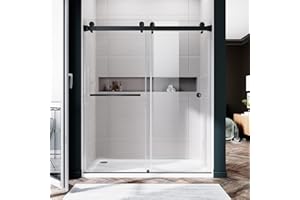 UNIKOO 66"- 72" W×76 H Frameless Stainless Steel Bypass Shower Door in Matte Black with 3/8" (10mm) Certified Tempered Clear Glass. The Royal Series UKD01-7276-MBL