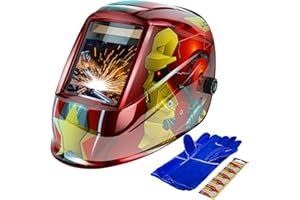 JustHot Large Viewing Welding Helmet 4 Arc Sensor Welding Hood 3.94"x3.15" True Color Solar Powered Welding Mask 1/1/1/1 Optical Clarity Wide Shade 5-9/9-13 Welding Hood (JH-WD04)