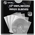 Vinyl Record Inner Sleeves 100 Pack for 12" Lp, Master Style 3-Ply Anti Static Soft Inner Sleeve with Archival Paper Enclosed for 33 RPM LP Protection (12" 100P)