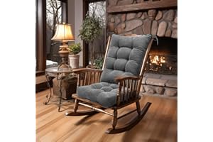 Lokex Rocking Chair Cushion Only,Tufted Non-Slip Comfortable Rocking Chair Cushions Indoor with Ties,Striped Rocking Chair Pads