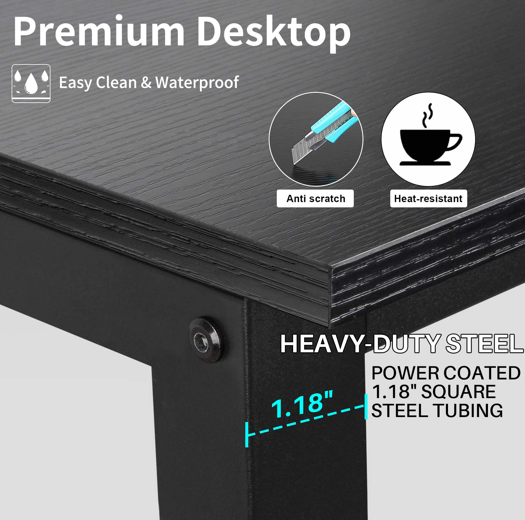 Aquzee Computer Desk with Hutch and Bookshelves, Large Leg Room 47 inch Width Black Desk with Space Saving Storage Shelves for Home Office,Study, Work, Easy Assemble