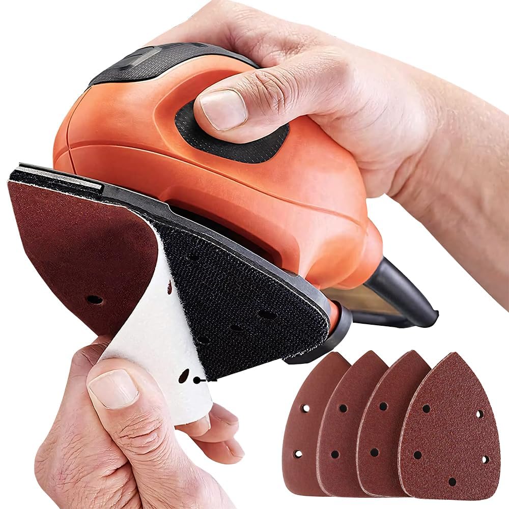 40 Pcs Sandpaper for Electric Sander - 5 Hole Detail Sanding Pads, Assorted 40/80/120/180 Grits for Sanding & Polishing