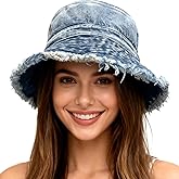 Busnos Denim Bucket Hats for Women Trendy Cute Bucket Hats for Men Woman Foldable Brim Hat Beach Hat Wide Brim Hats for Men