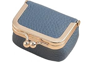 Mini Travel Jewelry Case Organizer, Vintage PU Leather Kiss Lock Closure Jewelry Box for Women, Portable Compact Ring Earring