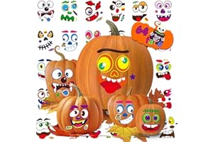 OTAITY 64 Face Halloween Pumpkin Stickers DIY Pumpkin Face Stickers, Halloween Pumpkin Decorating Stickers Halloween Party Supplies Party Favors Trick or Treat Gifts for Kids Toddlers