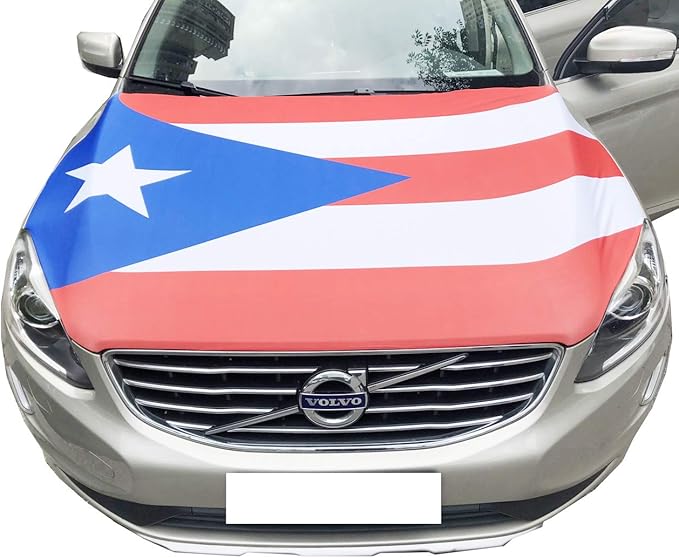 The Commonwealth of Puerto Rico Flag Car Hood Cover 3.3X5FT 100 Polyester,Engine Flag，Elastic