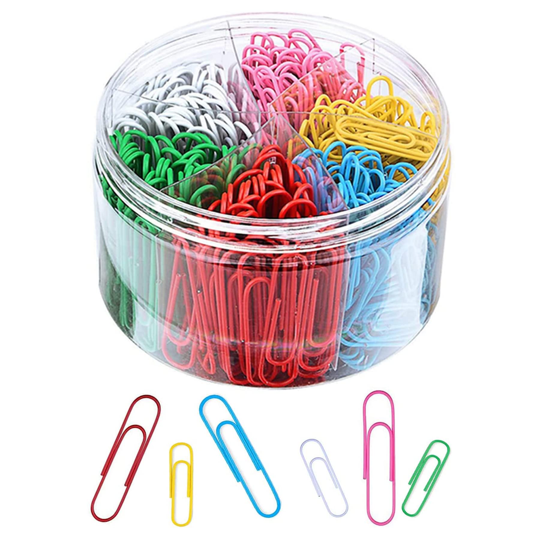 Paper Clips 2 Assorted Sizes 400 Count Paperclips Large Jumbo 50mm Medium 33mm PVC Coated Paperclip for Office Home School Papperwork Art Craft (Multicolour)