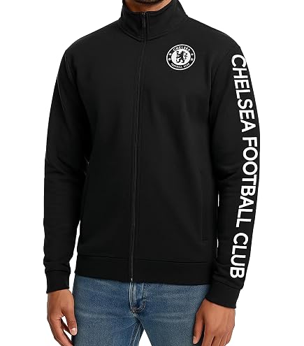 Chelsea FC Official Soccer Gift Mens Quilted Hooded Winter Jacket