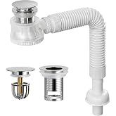 Universal Bathroom Sink Drain Kit, Space-Saving Anti-Odor Bottle Trap | Replaces P-Trap, Fast Drainage, Clear Cup, With/No Overflow, Flexible Hose, Tool-Free Install, Fits 1-1/4 &amp; 1-1/2 Holes