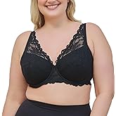Leading Lady, Willow, Underwire Bra for Women, Lace Design, Adjustable Straps, Foam Cups, Full Coverage, Plunge, 40A-46DDD