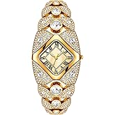 BESTKANG Elegant Women's Luxury Watch Rhombic Square Rhinestone Bracelet Roman Numerals Dial Quartz Watch Ladies Dress Analog Wrist Watches for Women