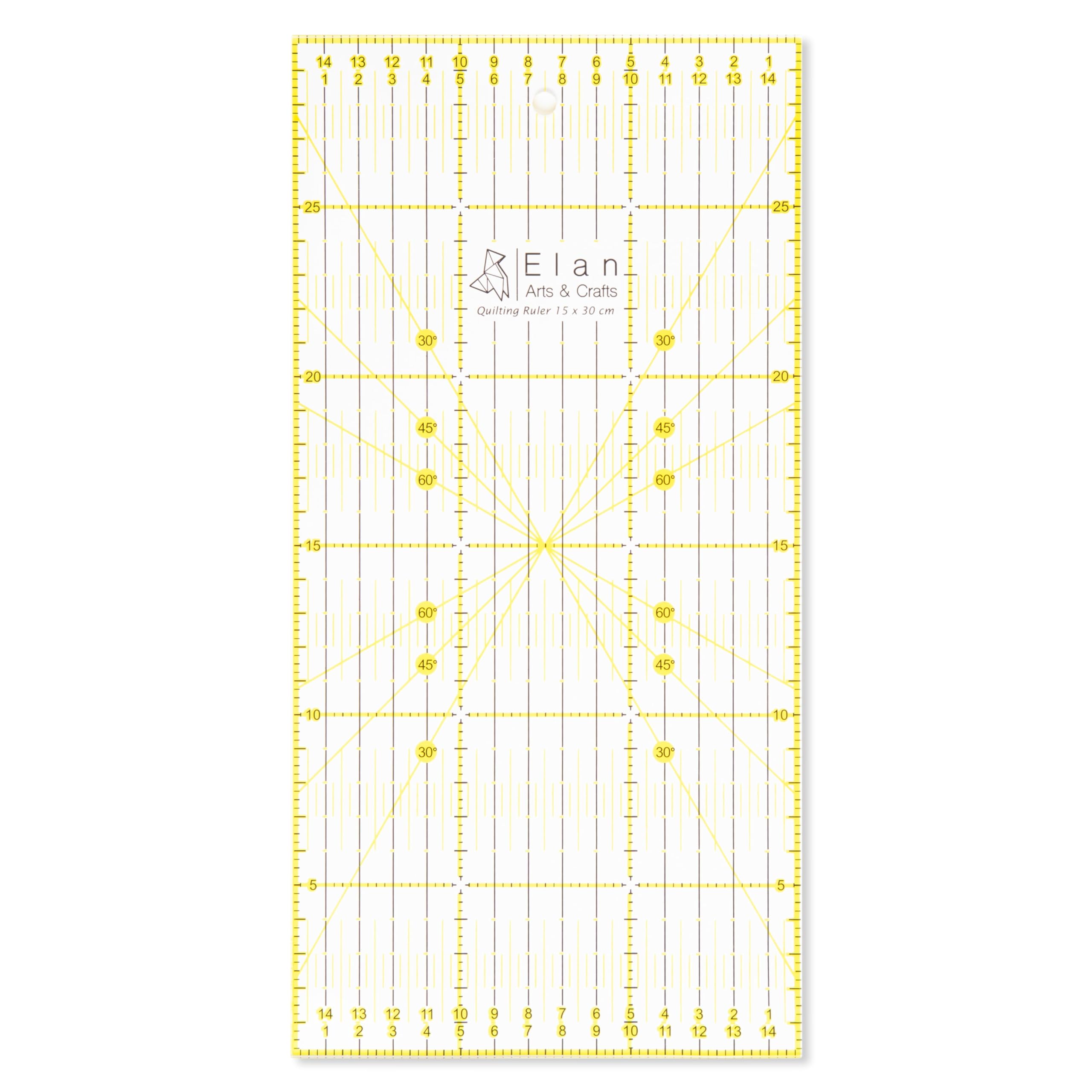 Elan Sewing Ruler 30cm x 15cm, Transparent Quilting Rulers, Acrylic Sewing Rulers, Metric Quilting Ruler for Cutting Fabric, Patchwork and Dressmaking