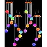 Suzile 4 Pcs Color Changing Solar Wind Chimes, LED Crystal Ball Wind Chime Wind Bell Light Wind Mobile for Yard Garden Decorations Accessories