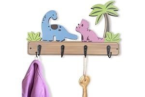 Midrean Kids Toddler Animal Coat Rack-13.7" Long Wooden Colorful Cute Nursery Towel Wall Hooks Mount