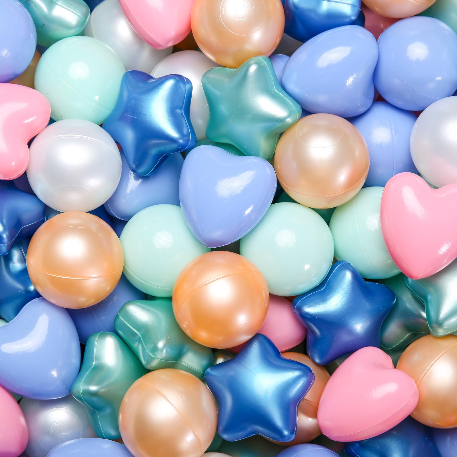 Photo 1 of GOGOSO Star Ball Pit Balls for Ball Pit, Crush-Proof BPA Free Colorful Play Plastic Balls for Kids Toddler Christmas Party Decor Giant Friendship Bracelet Banner, Mix Pearl,50pcs 2.15inch Balls