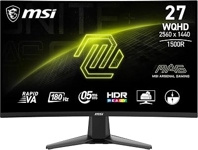 MSI MAG 27CQ6F 27 Inch Curved WQHD 180 Hz Monitor 1500R VA 0.5ms