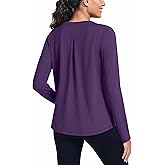 PINSPARK Workout Tops for Women Long Sleeve Athletic Shirt Soft Loose Fit Exercise Shirt with Back Pleated Pilates Yoga Tops