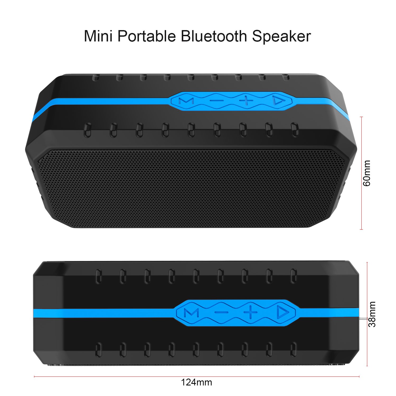 Ecandy Waterproof Wireless Speakers,Unbreak waterproof Shockproof Bluetooth Stereo Speakers,Outdoor Speakers for Climbing,Cycling, Hiking (Black/Blue)