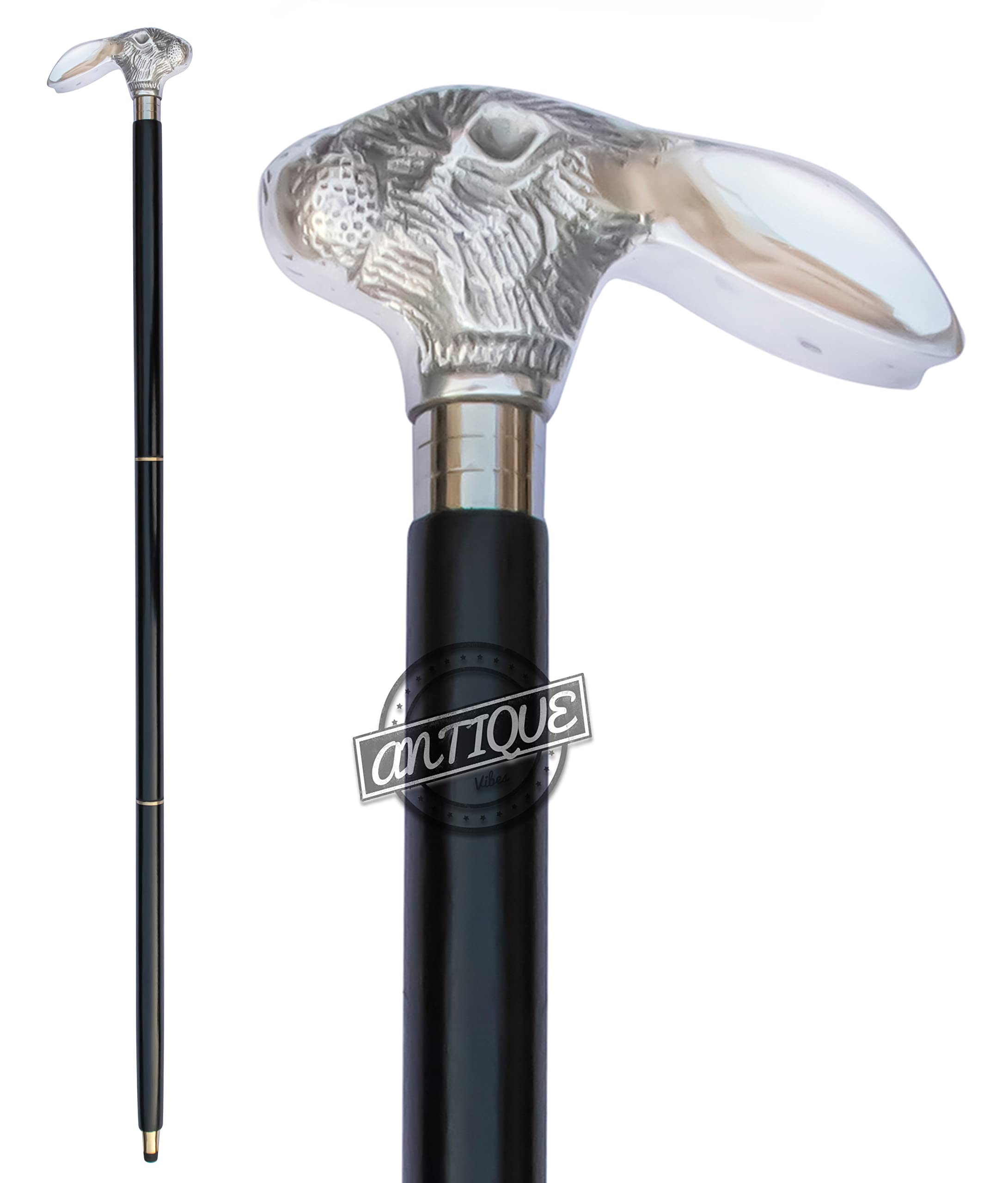 Brass Handle Victorian Telescope Foldable Wooden Walking Stick Cane Ideal Vintage Gift Men Women Father/Mother (Rabbit)