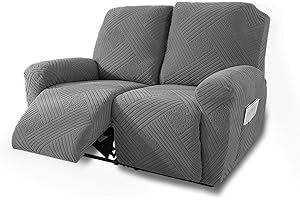 NORTHERN BROTHERS Loveseat Recliner Covers 2 Seater, Stretch Reclining Loveseat Cover, Machine Washable Recliner Loveseat Covers, Furniture Protector Double Recliner Cover for Dog Kid, Light Gray