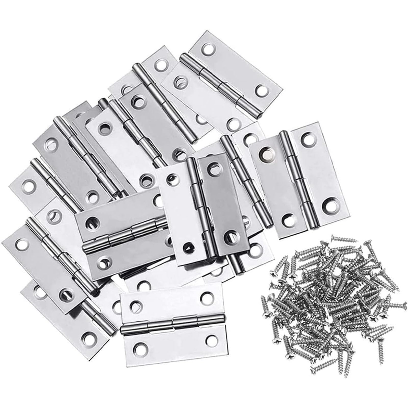 Pack of 12 Hinges Foldable, 38 mm × 28 mm Stainless Steel Hinge Piano Hinge Hinges Small Hinge for Doors Windows Cabinets with 48 Screws