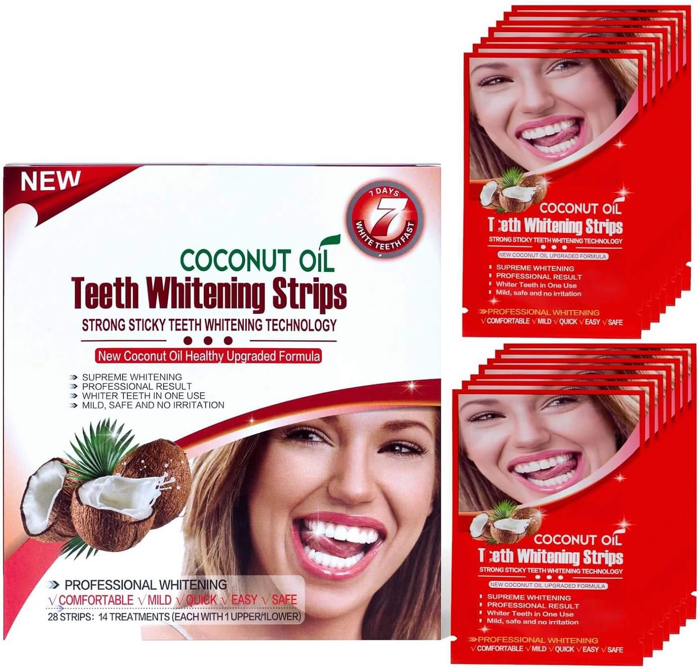 Senyum Teeth Whitening Strips 14 Treatments Dentist for Sensitive Teeth, Whitener Strips (14 for Upper 14 for Lower）: Health & Personal Care