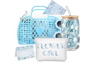 Havawish 8 Pcs Flower Girl Proposal Gifts Set Jelly Bag Will You Be My Card Cup Sunglasses Makeup Bag Pen Bracelet Hair Clip for Wedding Bridal Shower(Dusty Blue)