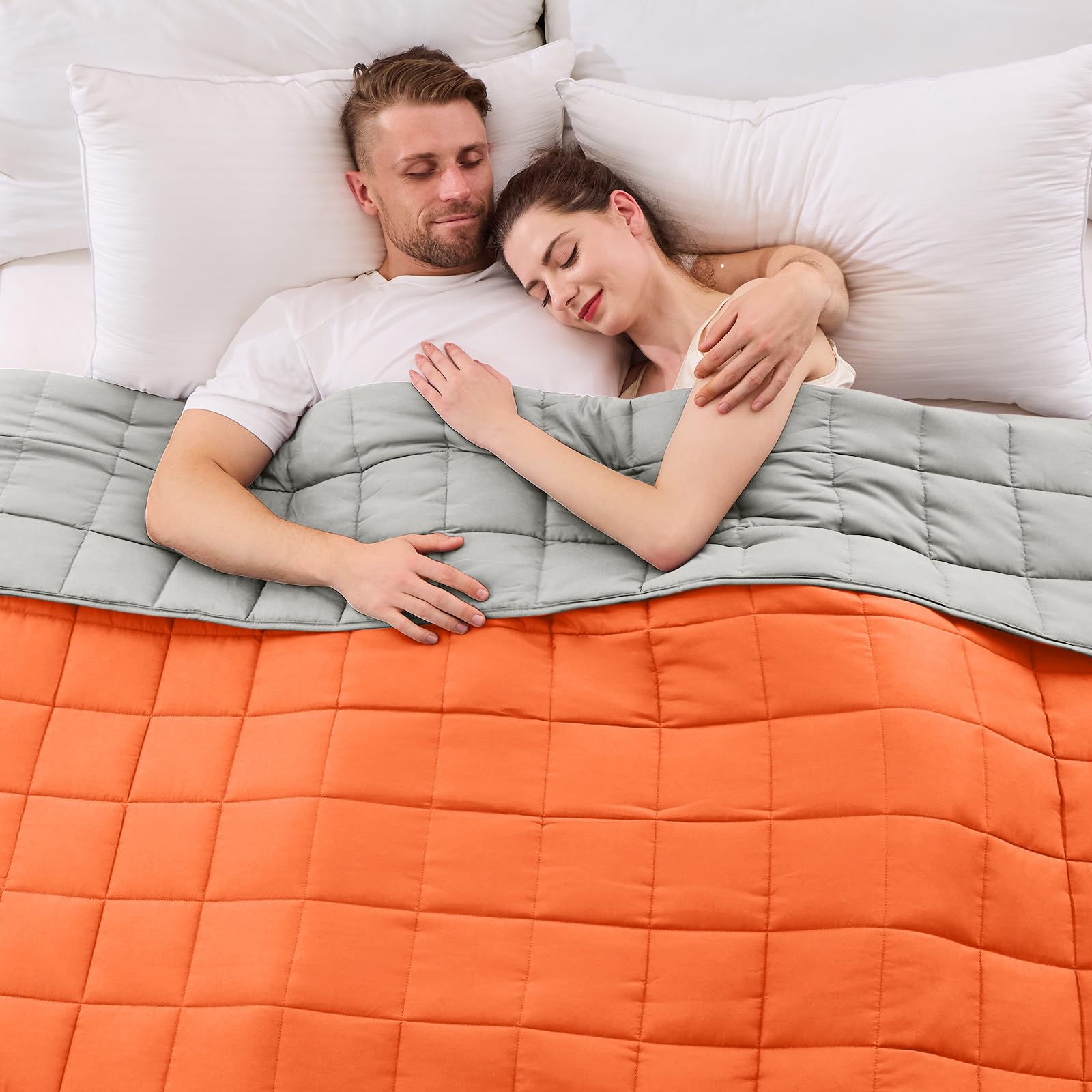 yescool Weighted Blanket for Adults (30 lbs, 88” x 104”, Orange) Cooling Heavy Blanket for Sleeping Perfect for 290-310 lbs, King Size Breathable Blanket with Premium Glass Bead Image