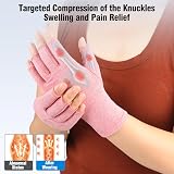 AovYoo 2 Pairs Fingerless Arthritis Compression Gloves Pink S view 3