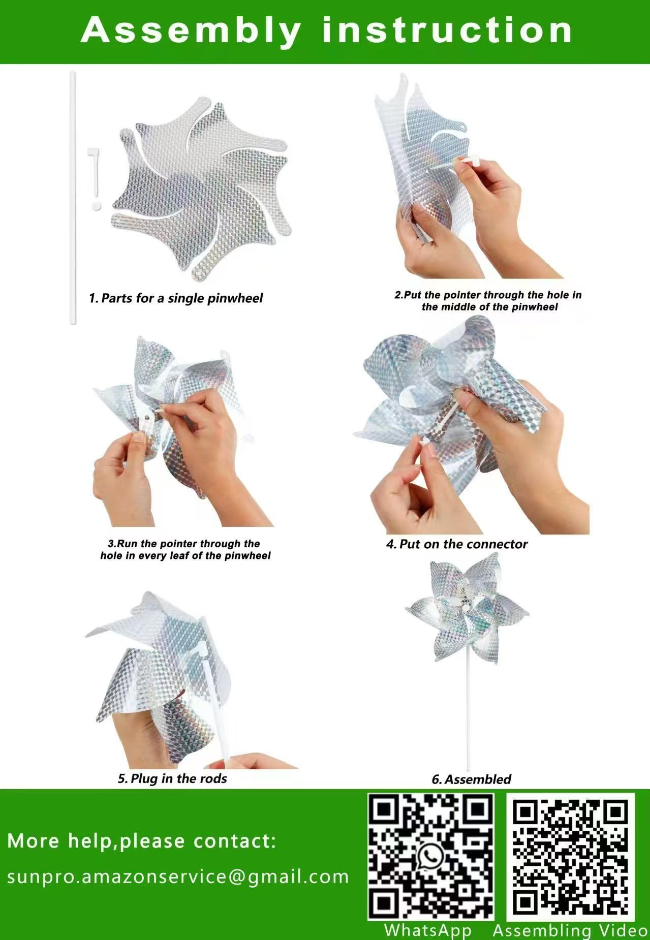 SUNPRO Reflective Pinwheels,10-Pack Extra Sparkly Pinwheels for Garden Decor, Pinwheels for Kids,Scare Birds Away from Garden Yard Patio Lawn Farm (10 Pack).