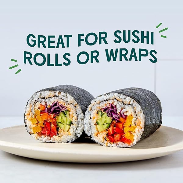 GIMME SEAWEED SUSHI NORI PREMIUM ORGANIC ROASTED SEAWEED 50 SHEETS IN RESEALABLE CONTAINER, KETO, VEGAN, GLUTEN-FREE, RESTAURANT-STYLE SUSHI NORI SHEETS 50 COUNT (PACK OF 1)