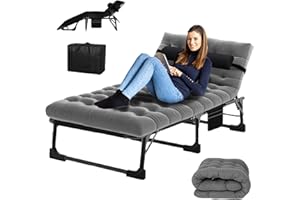 soliles Camping Sleeping Cot,5-Position Folding Cot,Lounge Chair with Mattress,Folding Sleeping Cot with Carrying Bag,Camping Cots for Adults, Heavy Duty Lounges Chairs for Outside, Beach, Lawn