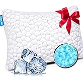 Cooling Pillow Standard Size 1 Pack, Adjustable Bed Pillows for Sleeping, Luxury Shredded Memory Foam Pillows, Soft and Supportive Firm Pillow for Side,Back, Stomach Sleepers, Gifts for Hot Sleepers