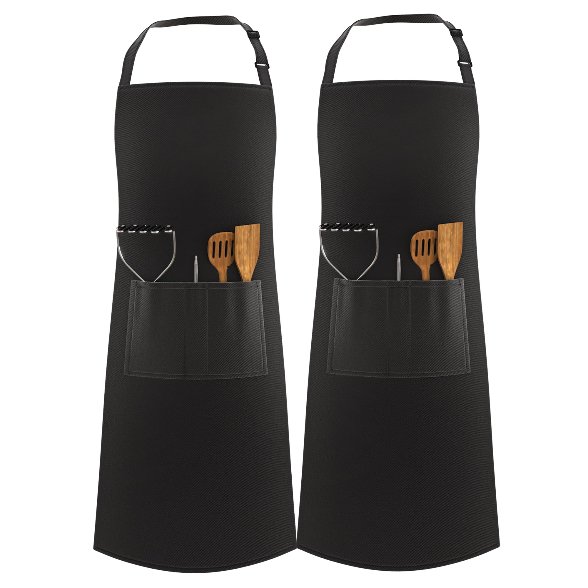 LEFUNDA® 2 Cooking Waterproof Chef Apron with 3 Pockets and Adjustable with Long Straps for Men Women Kitchen Restaurant Cafe BBQ — image 1