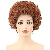 Bettecos Red Orange Curly Wig for Women Costume Short Synthetic Hair Wigs for Adults Women’s Mens Cosplay Halloween Party (Red Orange)