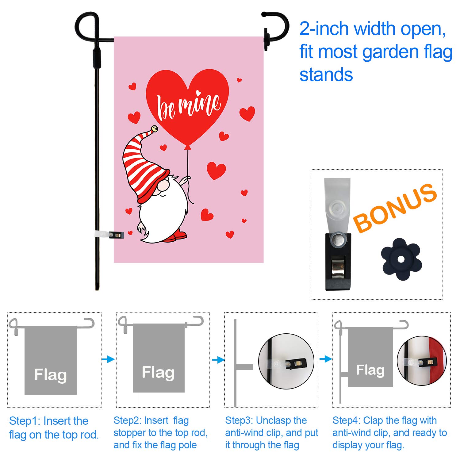 Yileqi Seasonal Garden Flags Set of 12 Double Sided Summer 4th of July Garden Flag, Small Yard Flag for Holiday Outdoor Decorations 12.5x18 Inch, with Free Anti-Wind Clip and Stopper