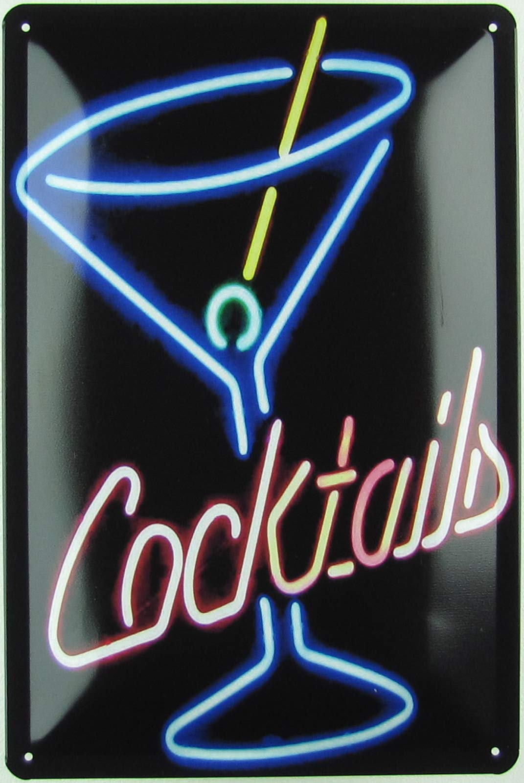 Generisch Tin Sign 20 x 30 cm Curved Retro Neon Style Cocktail Bar Gift Magnetic Metal Sign with Sayings Vintage Funny Door Signs Beer Design