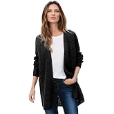 ellos Open Front Waffle Cardigan Oversized Long Lightweight Sweater | Women's Plus Size