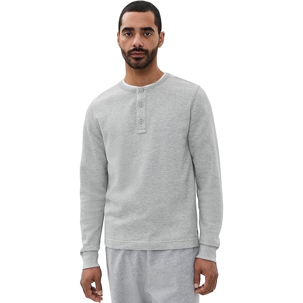 REIGNING CHAMP Men's 1x1 Slub Slim Henley, White, S at