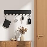 pickpiff Key Holder Wall Mount 8 Hooks Adhesive No Drill Black view 2